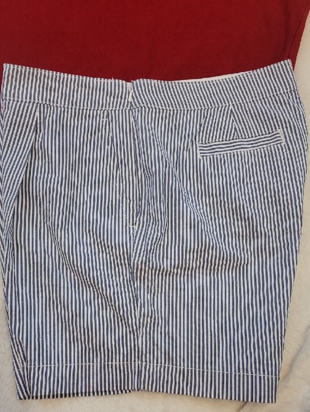 Brooks Brothers Navy and White Striped Seersucker Shorts - Picture 5 of 5